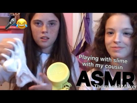 ASMR playing with slime with my cousin (Lila)