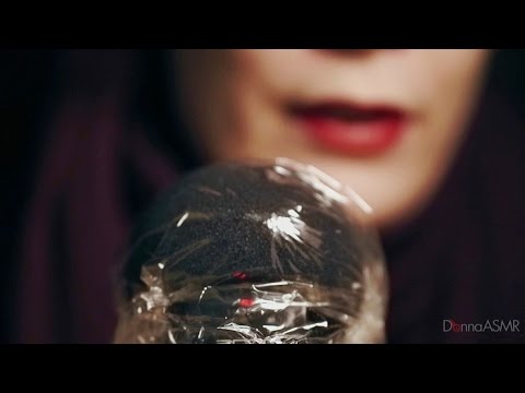 ASMR. Mic Wrapping with Crinkly Saran Wrap (Whispering, Sticky Fingers, Brushing, Poking)