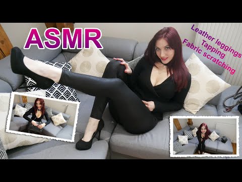 ASMR Leather leggings High heels  | Tapping and Fabric scratching [no talking]