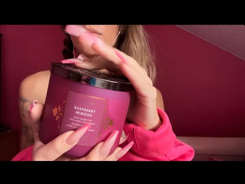 Pink ASMR Triggers 🌸 💕 Fast/aggressive and slow/gentle tapping