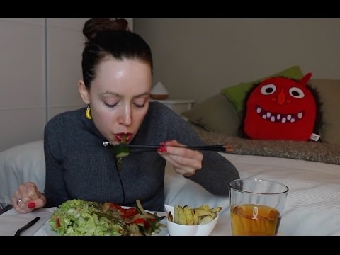 ASMR Whisper Eating Sounds | Pomes Frites, Baked Celeriac, Wok & Guacamole Salad