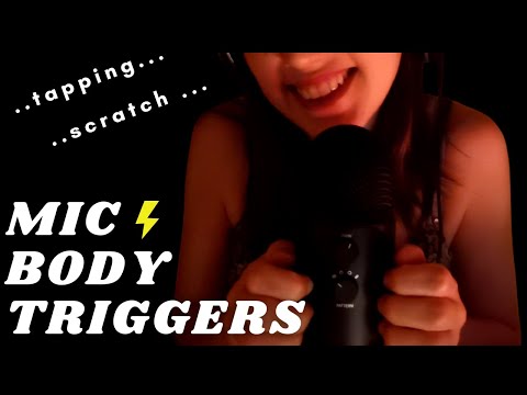ASMR -  FAST MIC TAPPING, SCRATCHING WITH WHISPERING | Body of the microphone