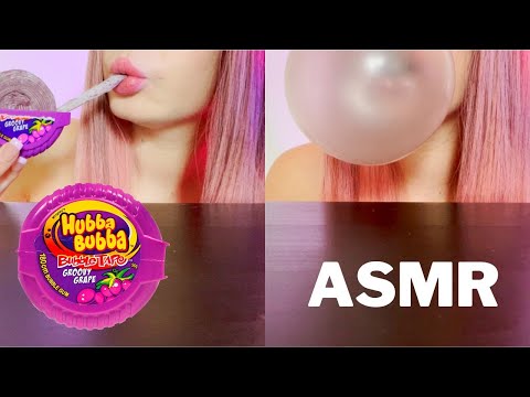ASMR Chewing Hubba Bubba Bubble Gum Tape & Blowing BIG Bubbles 🍇