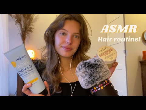ASMR hair routine! (tapping, mic brushing, lid sounds, hair brushing sounds, finger tip tapping)