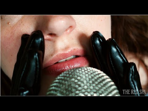 ASMR eating sounds and leather gloves close up