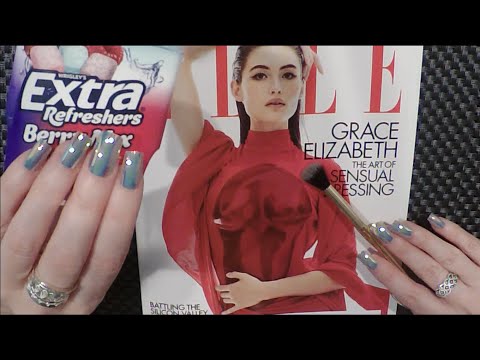 ASMR Gum Chewing Magazine Flip Through | Whispered Page Turning | Grace Elizabeth