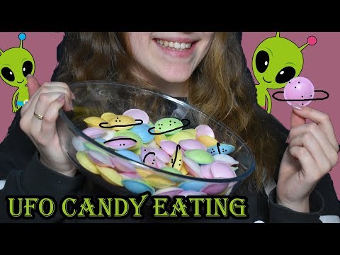 ASMR ♥ Eating UFO Candy ♥ Ear to ear Satellite Wafer eating sounds