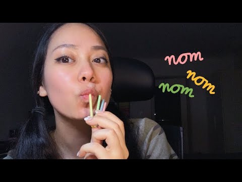 ASMR 🍭 MOUTH SOUNDS WITH KOREAN CANDY STRAWS [Intense Nibbling]