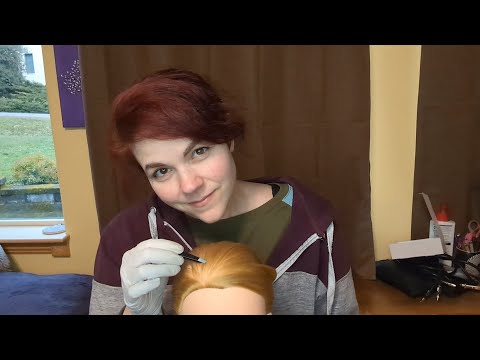 ASMR - Scalp Check and Massage Role Play - No Talking - Gloves, Tweezers, Sticks, Brushing