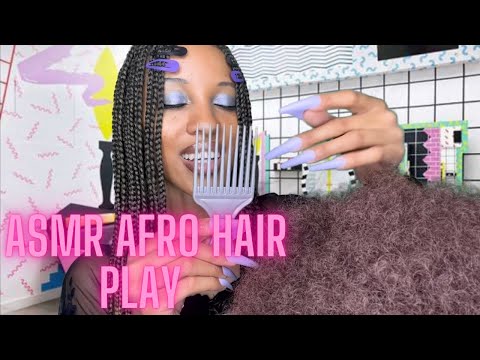 ASMR 90s GIRL IN THE BACK OF THE SALON PLAYS WITH AFRO HAIR | Long Nail Scalp Scratching  #asmr LOOP