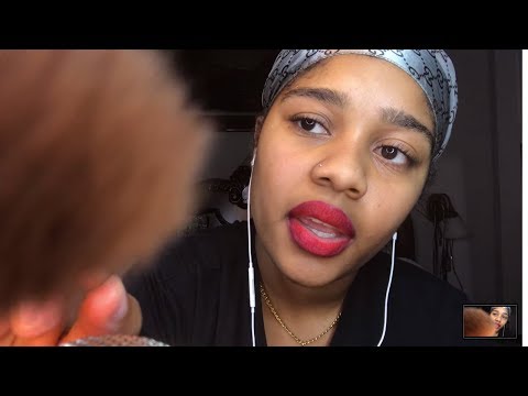 ASMR- Face Brushing & Inaudible Whispers 💖(Mouth Sounds, Personal Attention)