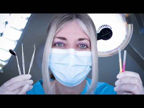 ASMR Dental Exam and Cleaning - Tapping, Scraping, Hand Scaling, Suction, Gloves, Typing