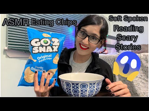 ASMR Eating Chips 😋 (4K Eating Sounds) Soft Spoken Reading Scary Stories 😱