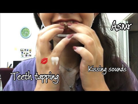 1 Minute ASMR | teeth tapping w/ layered kissing sounds 🦷💋 (No talking)