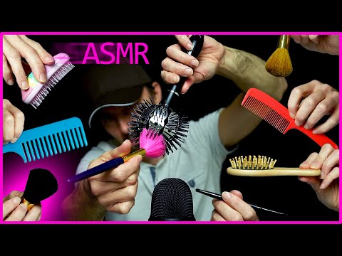 ASMR 🖌️Mic Brushing 🎤 Comb Scratching, Tapping, 💤Binaural Tingles😴