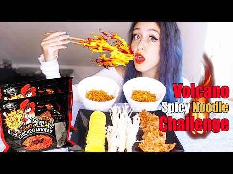 EXTREMELY SPICY NOODLE CHALLENGE 🔥 Volcano Fire Noodles | Full Face Eating Show 🔥🍜🥢
