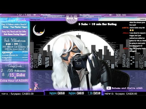 ASMR // BLACK CAT Tries EAR EATING & EAR LICKING \\ Twitch Highlights (Cosplay)