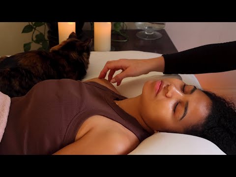 ASMR Light Touch Massage, Back Scratch (Nails, Sticks, Seashell), Micro-Attention Tracing (Whisper)
