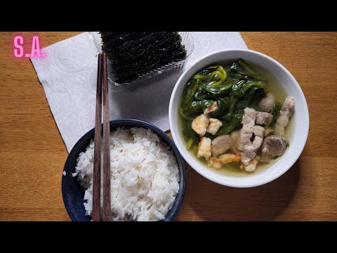 Asmr || Rice, Seaweed & Spinach Meat and Shrimp Soup Eating Sounds (NOTALKING)