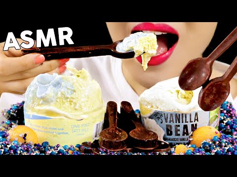 ASMR ICE CREAM EDIBLE SPOON Galaxy Candy 아이스크림 먹는숟가락 갤럭시캔디 먹방 Eating Sounds Mukbang | MINEE EATS