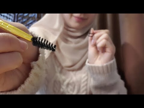 ASMR | DOING YOUR EYEBROWS (plucking, trimming, inaudible whispering)