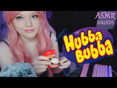 ASMR Sounds | Chewing Hubba Bubba Gum (chewing & whispers)