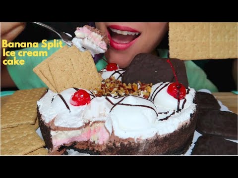 ASMR BANANA SPLIT ICE CREAM CAKE 바나나 스플릿 아이스크림 케익 CURIE.ASMR