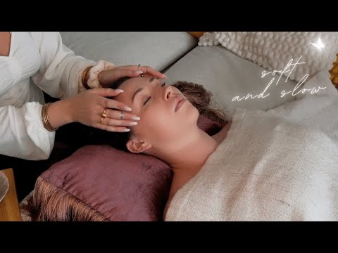 ASMR whispered 😴 100% light face touch and massage w/ & w/o music (light hands, brush, chopsticks)