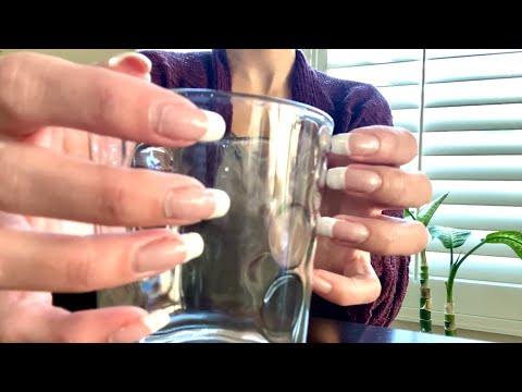 ASMR Tapping Glass with Long Nails (Up-Close)
