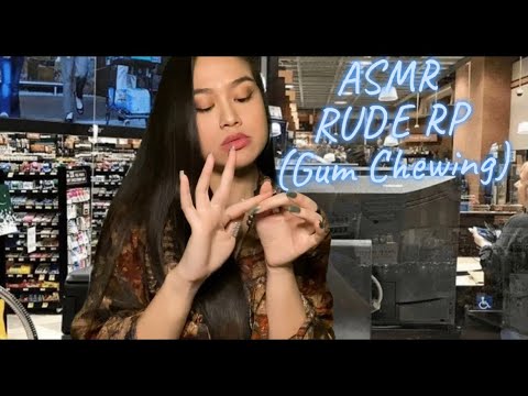 ASMR: 🙄 Super Rude Cashier Does Returns with Gum Chewing + Gum Snapping | Attitude | Typing |
