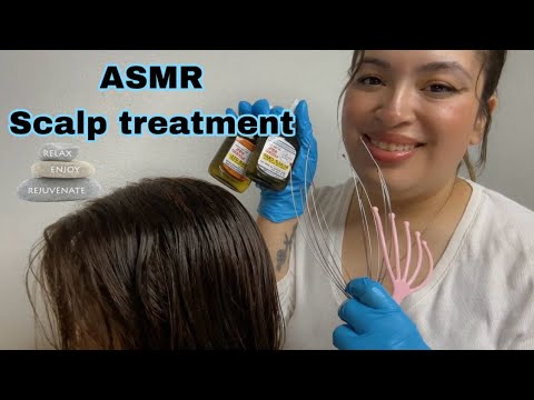 ASMR| Scalp oiling treatment- hair parting, glove & hair sounds 💆🏻‍♀️
