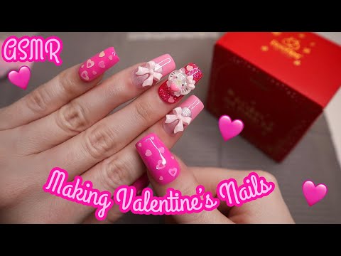 ASMR | Make A Valentine’s Day Themed Nail Set With Me 💗🎀