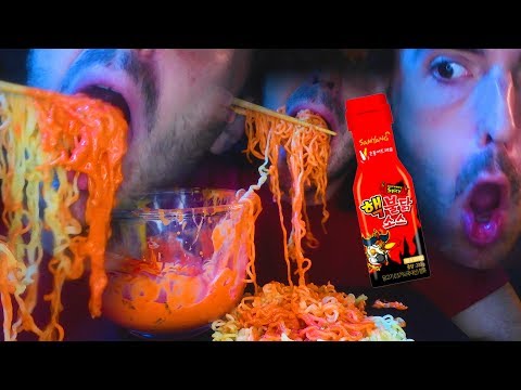 ASMR Nuclear Fire CHEESE SAUCE Dipped NOODLES! *SPICY NO TALKING MUKBANG* | Nomnomsamieboy