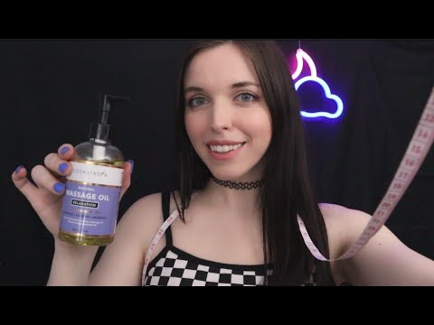 ASMR Oil Body Massage with Gloves, Measuring & Ear Whispering | Tingle SPA