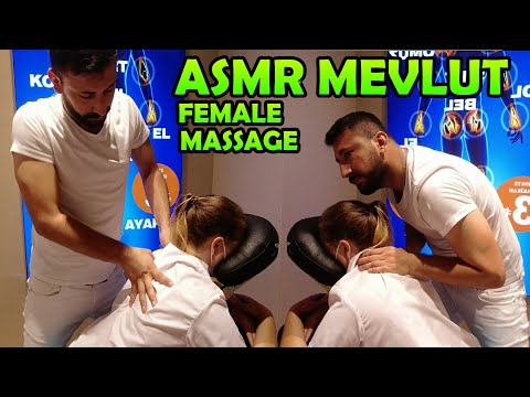 (ASMR MEVLUT) Female Chair Hard Massage & back, arm, elbow, neck, palm massage & bayan masajı #asmr
