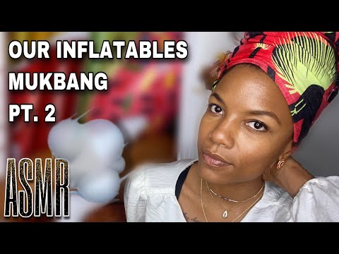 ASMR 💜 Part 2- Our Inflatables Mukbang Thanksgiving Feast! {🥑  & 🍟  Inflatables}