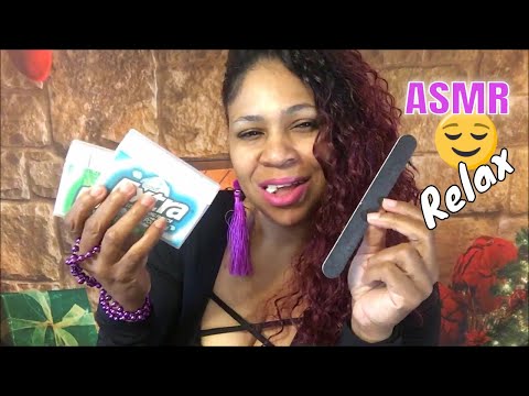 ASMR | Doing my Natural Nails | Gum Chewing | Gum Popping