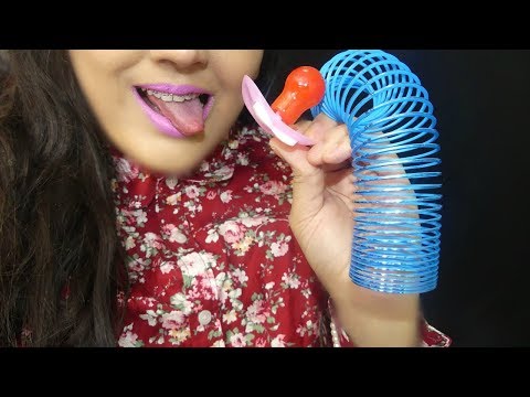ASMR Licking Sounds - Lollipop Eating & Slinky Toy Sounds! 3DIO