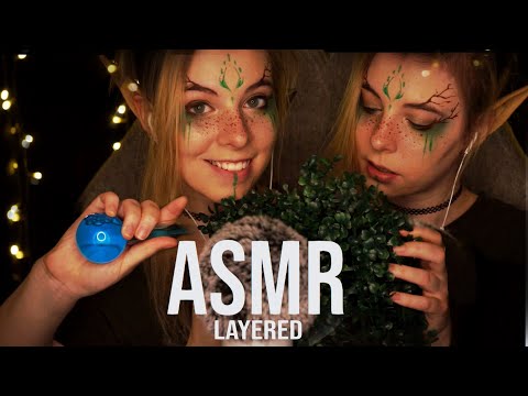 Wood Elf ASMR - layered, no talking (tapping, scratching, crinkles, ear blowing, water...)