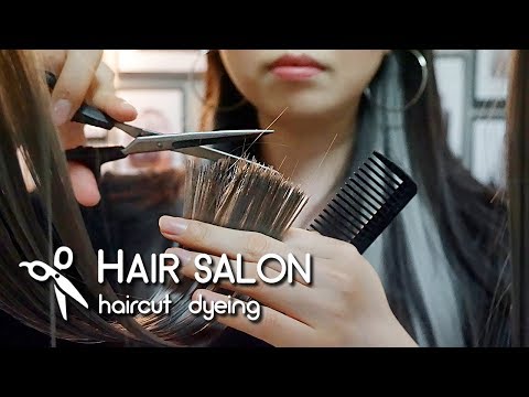 ASMR Relaxing Hair Salon🖤 Haircut, Ash Grey Dye, Shampooing