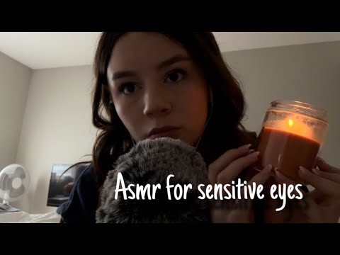 ASMR for sensitive eyes (semi inaudible, mouth sounds, tapping)
