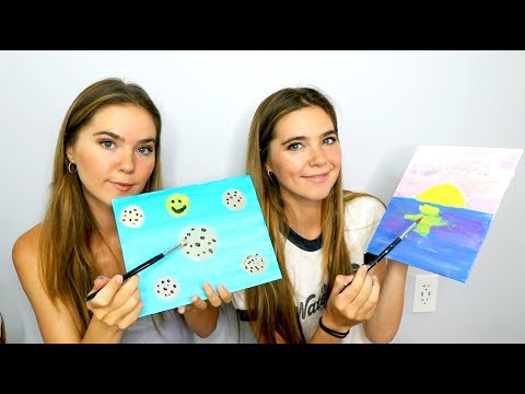 ASMR TWINS Painting- Brush Sounds, Tapping, Tracing & Soft Singing