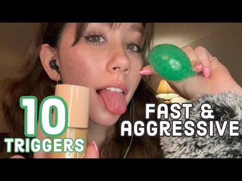 ASMR | 10 Fast & Aggressive Triggers W/ Mouth Sounds (Mic Brushing, Liquid Sounds, Pumping, Etc.)