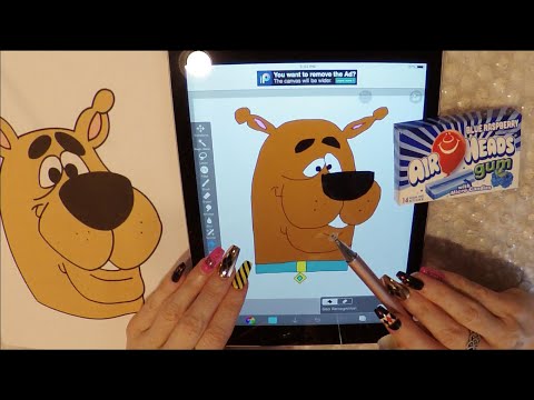 ASMR Intense Gum Chewing Draw With Me on Ipad | Scooby & Lisa Simpson | Writing Names