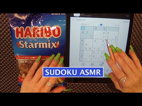 ASMR Sudoku & Eating Haribo Gummies | Whispered iPad Video