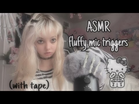 ASMR fluffy mic triggers with and w/o tape!☁️ (fast and aggressive)