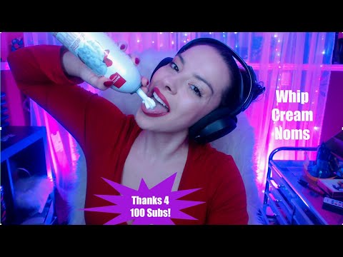 ASMR Whip Cream and Red Lips | 100 Subs!