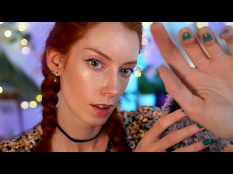 ASMR Air Tracing SLEEPY Trigger Words 💙 Fluffy Mic / Close- Up Whispers