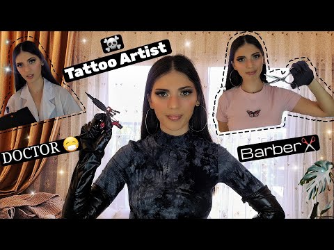 ASMR Tingly Roleplays (Medical Exam, Barber Shop Chewing Gum, Gloves, Tattoo, Tailor)