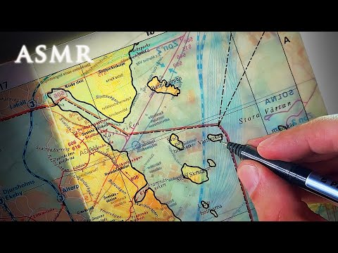 ASMR Black Marker Pen Tracing and Drawing on a Map | 1 hour